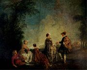 WATTEAU, Antoine An Embarrassing Proposal France oil painting artist